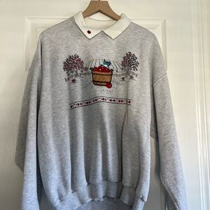 Charming Gray Sweater with Graphic Design